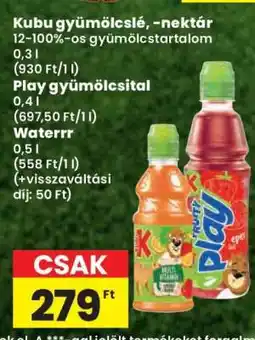 Spar Kubu gyümölcslé, -nektár ajánlat