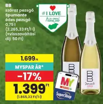 Spar BB száraz pezsgő / Spumante édes pezsgő ajánlat