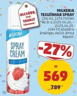 PENNY Milkeria Tejszínhab Spray ajánlat