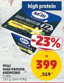PENNY Milli High Protein krémtúró ajánlat