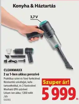 Lidl Cleanmaxx 2 az 1-ben akkus porszívó ajánlat
