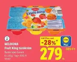 Lidl MILBONA Fruit king túrókrém ajánlat