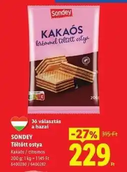 Lidl SONDEY Töltött ostya ajánlat