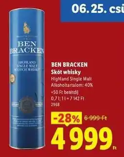 Lidl BEN BRACKEN Skót whisky ajánlat