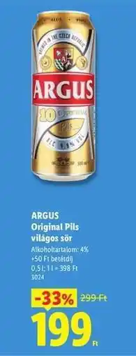 Lidl ARGUS Original Pils ajánlat