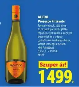 Lidl ALLINI Prosecco Frizzante ajánlat