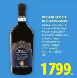 Lidl DUCA DI SASSETA Nero d'Avola Sicilia ajánlat