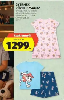 ALDI Gyermek rövid pizsama ajánlat