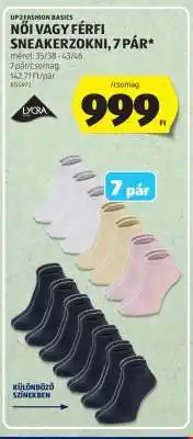 ALDI Női vagy férfi sneakerzokni, 7 pár ajánlat