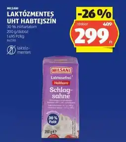 ALDI Milsani Laktózmentes UHT Habtejszín ajánlat