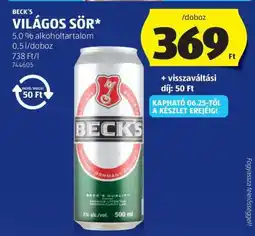 ALDI BECK'S Világos sör ajánlat