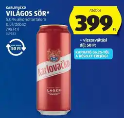 ALDI Karlovačko Világos Sör ajánlat