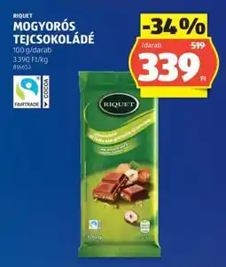 ALDI RIQUET Mogyorós Tejcsokoládé ajánlat