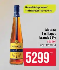 Coop Metaxa 5 csillagos brandy 38% ajánlat