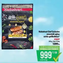Coop Nádudvari Chef Exclusive ementáli sajtos sertés grillkolbász ajánlat
