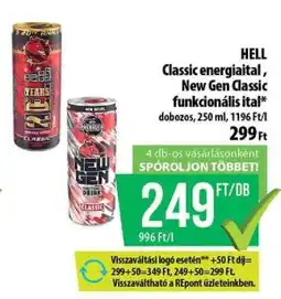 Coop HELL Classic energiaital, New Gen Classic funkcionális ital ajánlat