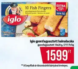 Coop Iglo gyorsfagyasztott halrudacska ajánlat