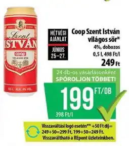 Coop Coop Szent István világos sör ajánlat