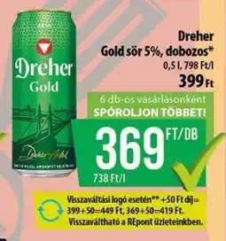 Coop Dreher Gold sör 5%, dobozos ajánlat