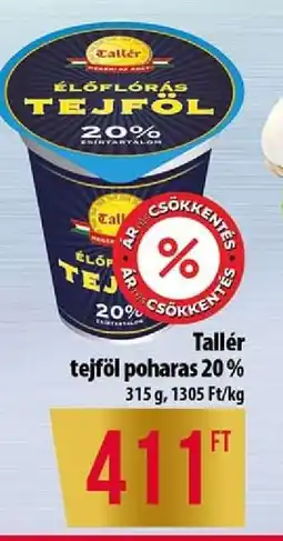 Coop Tallér tejföl poharas 20% ajánlat