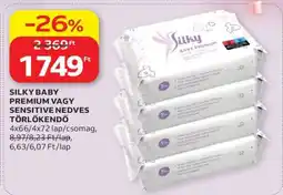 Auchan SILKY BABY PREMIUM VAGY SENSITIVE NEDVES TÖRLŐKENDŐ ajánlat