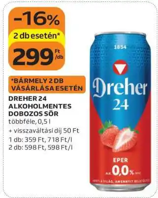 Auchan Dreher 24 Alkoholmentes Dobozos Sör ajánlat