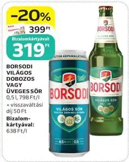 Auchan Borsodi Világos Dobozos vagy Üveges Sör ajánlat