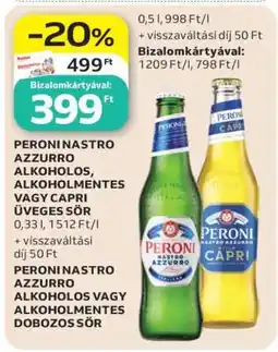 Auchan PERONI NASTRO AZZURRO ALKOHOLOS, ALKOHOLMENTES VAGY CAPRI ÜVEGES SÖR ajánlat
