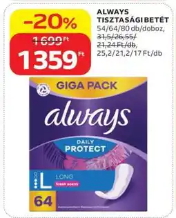 Auchan Always tisztasági betét ajánlat
