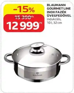 Auchan BLAUMANN GOURMET LINE INOX FAZÉK ÜVEGFEDŐVEL ajánlat