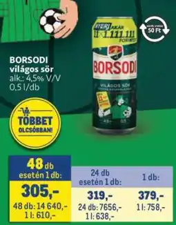 Metro BORSODI Világos sör ajánlat