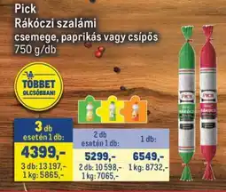 Metro PICK Rákóczi szalámi ajánlat