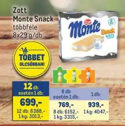 Metro ZOTT Monte snack ajánlat