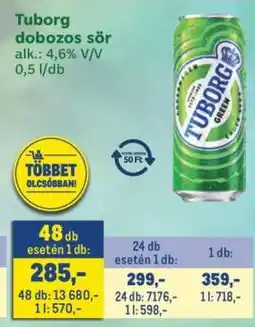 Metro Tuborg dobozos sör ajánlat