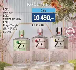 Metro ROKU gin vagy ROKU Sakura gin vagy ROKU Noryo Tea gin ajánlat