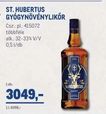 Metro St. Hubertus gyógynövénylikőr ajánlat