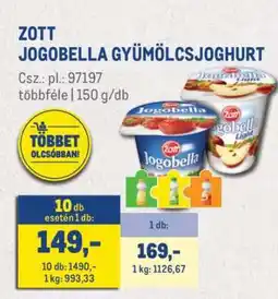 Metro ZOTT Jogobella gyümölcsjoghurt ajánlat