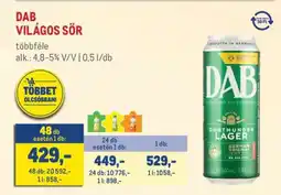 Metro DAB Világos sör ajánlat