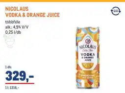 Metro Nicolaus Vodka & Orange Juice ajánlat