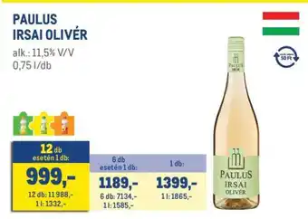 Metro PAULUS IRSAI OLIVÉR ajánlat