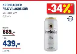 Metro Krombacher Pils világos sör ajánlat