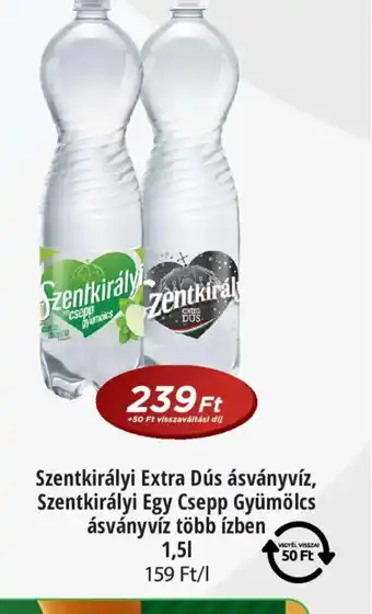 Szentkirályi Extra Dús ásványvíz, Szentkirályi Egy Csepp Gyümölcs ásványvíz több ízben