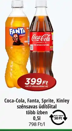 Real Coca-Cola, Fanta, Sprite, Kinley szénsavas üdítőital több ízben ajánlat