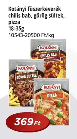 Real Kotányi füszerkeverék chilis bab, görög sültek, pizza ajánlat