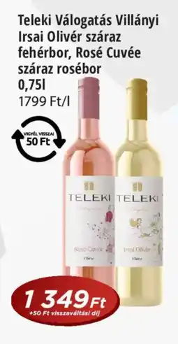 Real Teleki Válogatás Villányi Irsai Olivér száraz fehérbor, Rosé Cuvée száraz rosébor ajánlat
