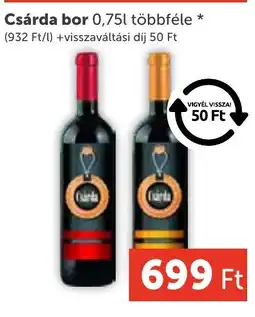 PRIVÁT Csárda bor ajánlat