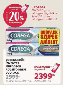 Rossmann COREGA ERŐS ÍZMENTES MŰFOGSOR RÖGZÍTŐ KRÉM DUOPACK ajánlat