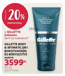 Rossmann GILLETTE BODY & INTIMATE 2IN1 BOROTVAKRÉM ÉS BŐRTISZTÍTÓ ajánlat