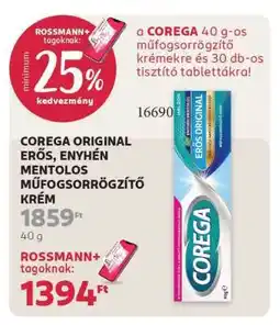 Rossmann COREGA ORIGINAL ERŐS, ENYHÉN MENTOLOS MŰFOGSORRÖGZÍTŐ KRÉM ajánlat