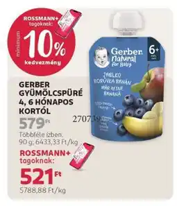 Rossmann GERBER GYÜMÖLCSPÜRÉ 4, 6 HÓNAPOS KORTÓL ajánlat